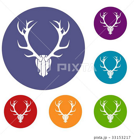 Deer antler icons set 33153217