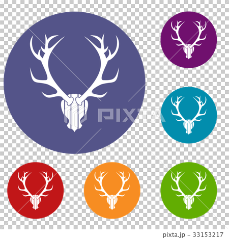 Deer antler icons set 33153217