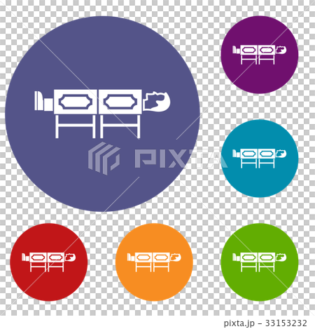 Magician sawing box icons set 33153232