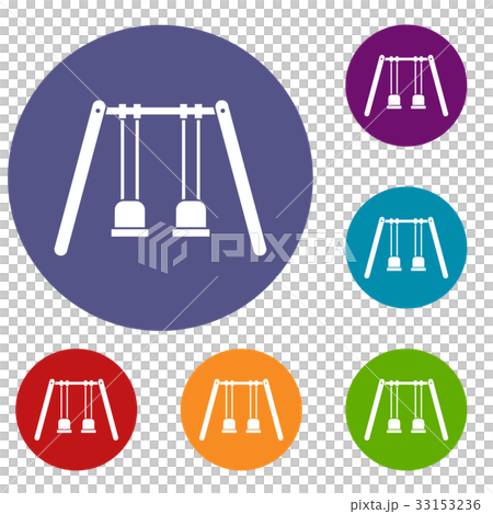 Hanging Rops Icon Wooden swings hanging on ropes icons set - Stock Illustration [33153236 ...