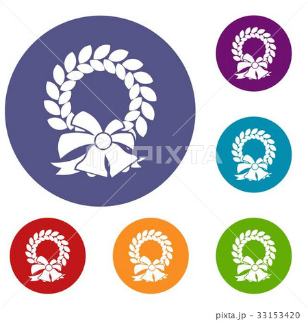 Merry Christmas wreath icons set 33153420