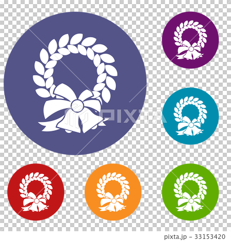 Merry Christmas wreath icons set 33153420