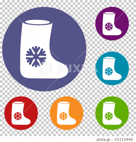 Felt boots icons set 33153440