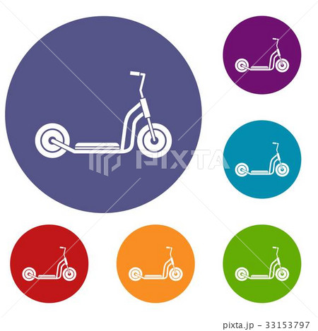 Kick scooter icons set 33153797