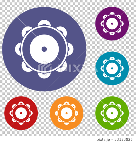 Tambourine icons set 33153825