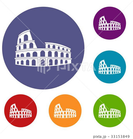 Roman Colosseum icons set 33153849