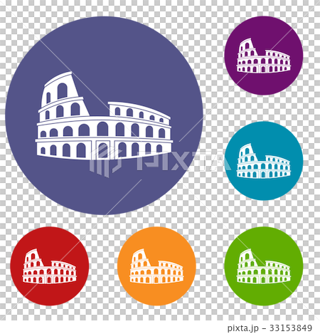 Roman Colosseum icons set 33153849