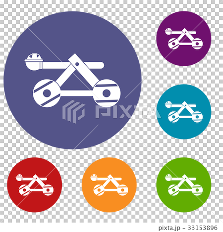 Ancient wooden catapult icons set Ancient wooden catapult icons set 33153896