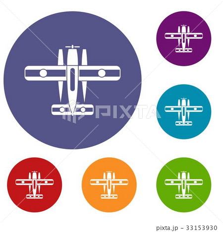 Ski equipped airplane icons set Ski equipped airplane icons set 33153930