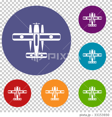 Ski equipped airplane icons set Ski equipped airplane icons set 33153930