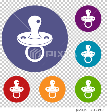 Baby pacifier icons set 33153933