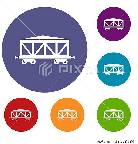 Train cargo wagon icons set Train cargo wagon icons set 33153934