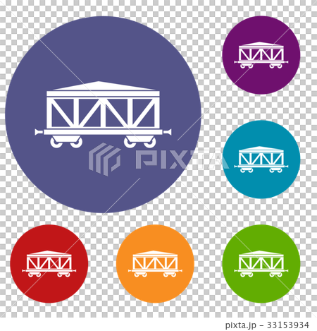 Train cargo wagon icons set Train cargo wagon icons set 33153934