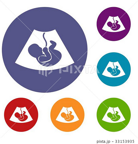 Ultrasound fetus icons set 33153935