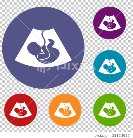 Ultrasound fetus icons set 33153935