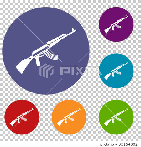 Kalashnikov machine icons set 33154002