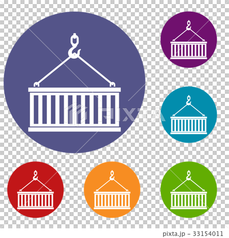 Crane hook lifts container icons set 33154011