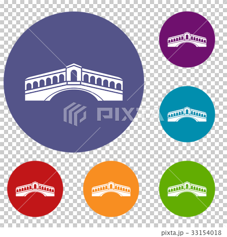 Venice bridge icons set 33154018