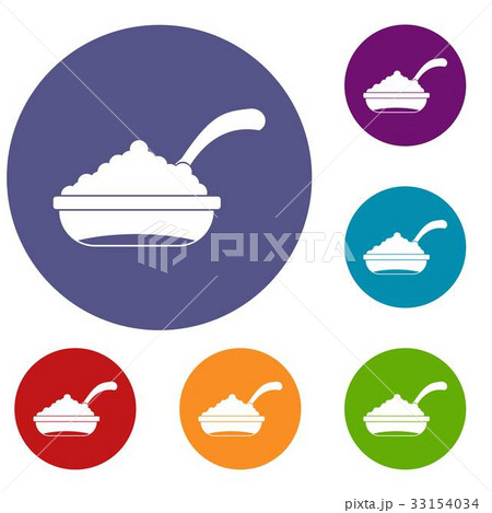 Bowl of caviar with spoon icons set Bowl of caviar with spoon icons set 33154034