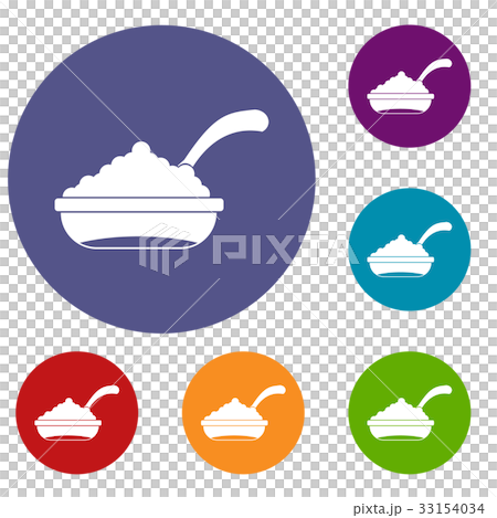 Bowl of caviar with spoon icons set Bowl of caviar with spoon icons set 33154034