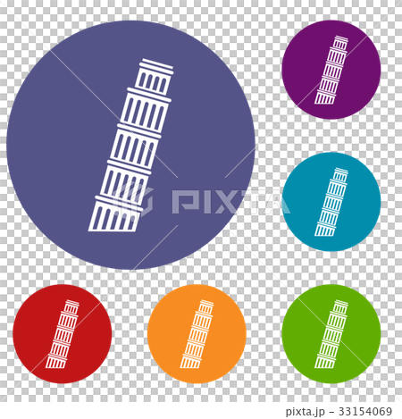 Tower of pisa icons set 33154069