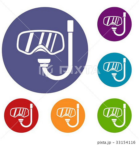 Goggles and tube for diving icons set Goggles and tube for diving icons set 33154116