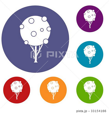Tree with fruits icons set Tree with fruits icons set 33154166