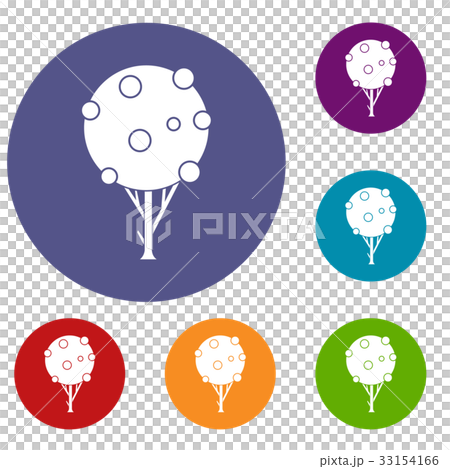 Tree with fruits icons set Tree with fruits icons set 33154166