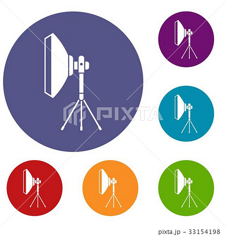 Studio lighting equipment icons set 33154198