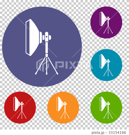 Studio lighting equipment icons set Studio lighting equipment icons set 33154198
