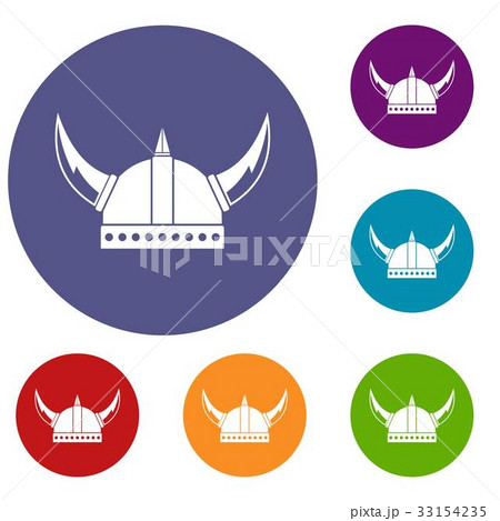 Viking helmet icons set 33154235