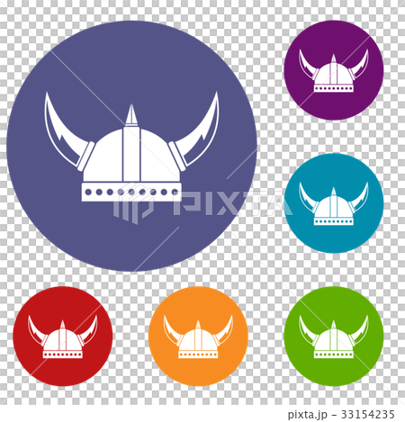 Viking helmet icons set 33154235
