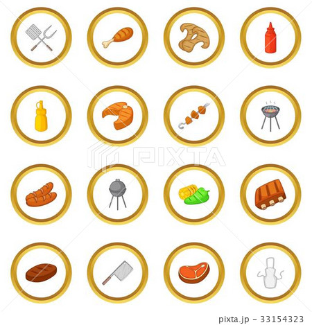BBQ icons circle 33154323