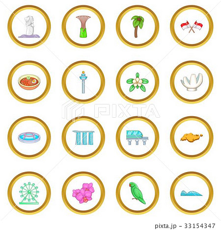 Singapore travel icons circle 33154347