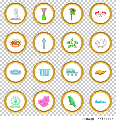 Singapore travel icons circle 33154347