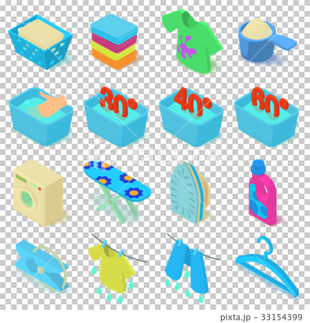 Laundry icons set, isometric style Laundry icons set, isometric style 33154399