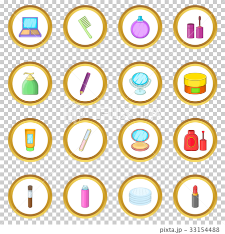 Cosmetics items icons circle 33154488
