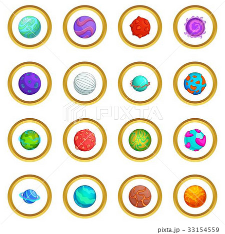 Fantastic planets icons circle Fantastic planets icons circle 33154559