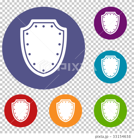 Army protective shield icons set 33154638
