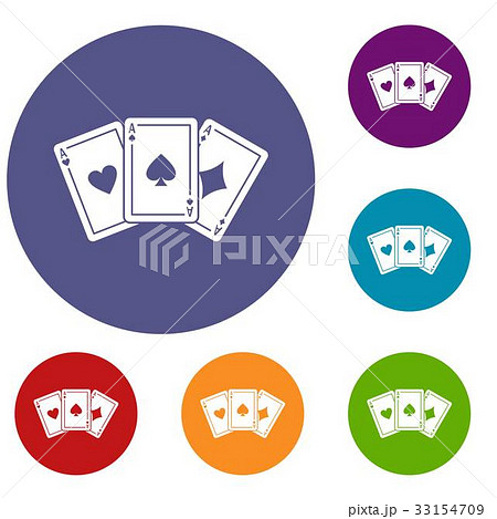 Three aces playing cards icons set 33154709