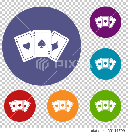 Three aces playing cards icons set 33154709
