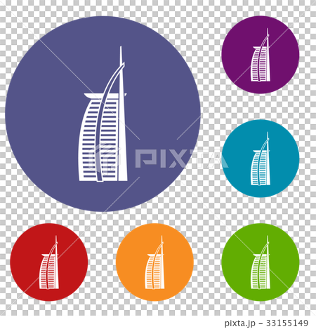 Hotel Burj Al Arab in United Arab Emirates icons Hotel Burj Al Arab in United Arab Emirates icons 33155149