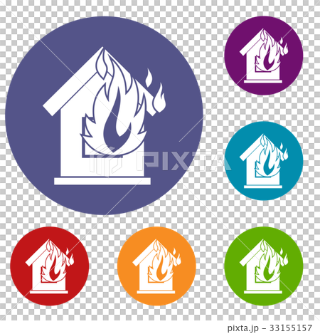 Preventing fire icons set 33155157