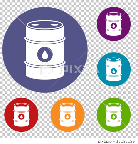 Metal oil barrel icons set Metal oil barrel icons set 33155159