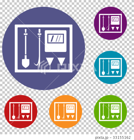 Fire shield icons set 33155162