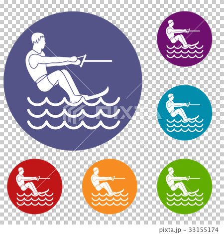 Water skiing man icons set 33155174
