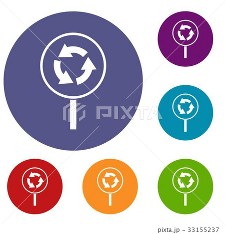 Circular motion road sign icons set 33155237