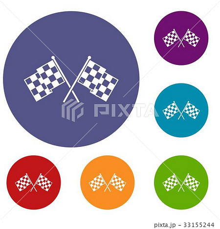 Checkered racing flags icons set 33155244