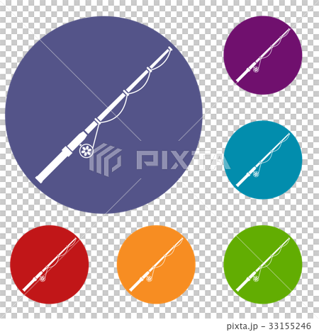 Rod and reel icons set 33155246