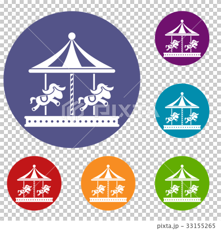 Merry go round horse ride icons set Merry go round horse ride icons set 33155265